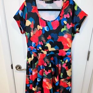 Fashion to Figure FTF Multicolor Fit & Flare Dress Size 1